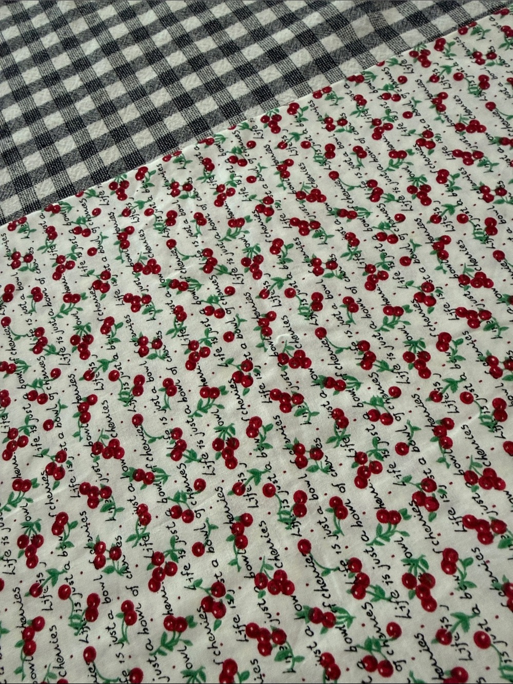 Cherry Print Cream Cotton Fabric